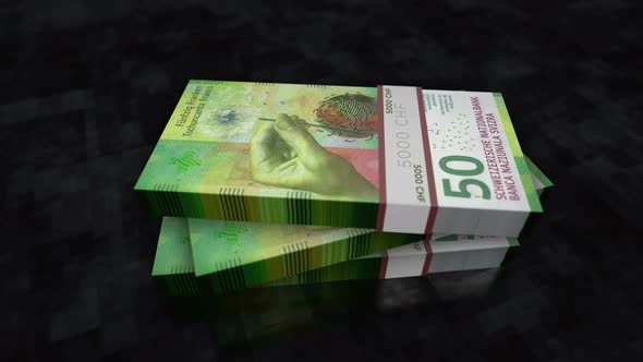 Swiss Francs money banknote pile packs