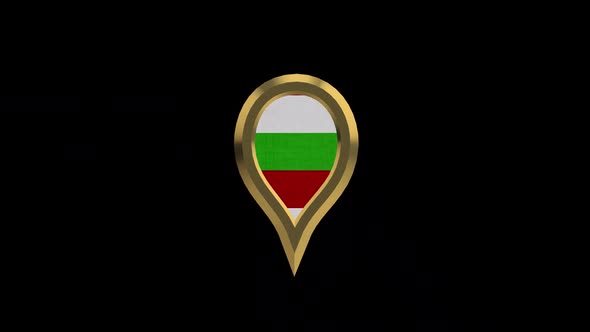 Bulgaria Flag 3D Rotating Location Gold Pin Icon