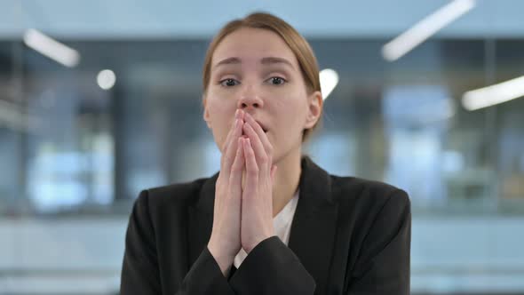 Portrait of Businesswoman Feeling Scared Frightened