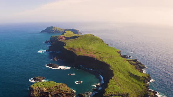 Flying Above the Ponta De Sao Lourenco Peninsula in Madeira Portugal