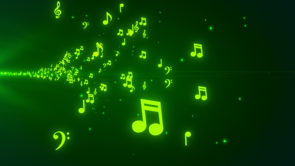 Music Notes Flying Green