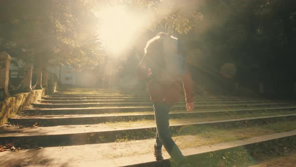 Boy With Hiking Backpack