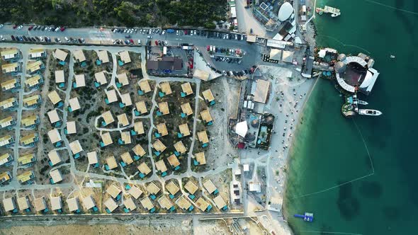 Aerial view of Plaza Zrce, Zadar province, Croatia.