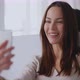 Cheerful Woman Making Video Call Near Mirror - VideoHive Item for Sale
