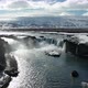 Aerial View of Godafoss Waterfall with Snowy Shore and Ice. Iceland. Winter 2019 - VideoHive Item for Sale