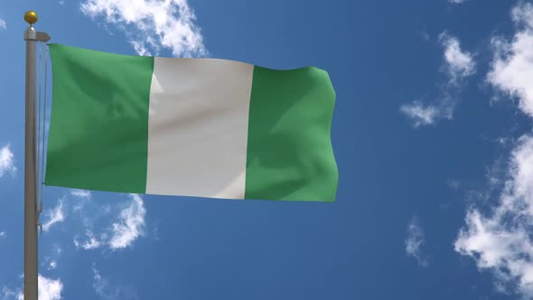 Nigeria Flag On Flagpole