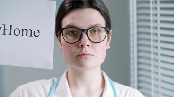 Female Hospital Worker Asking Everyone to Stay Home