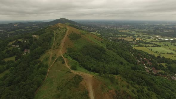 4K Aerial of Malvern Hills, flying above hills