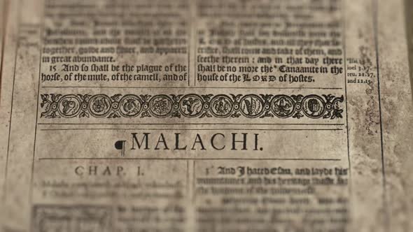 The Book Of Malachi, Slider Shot, Old Paper Bible, King James Bible