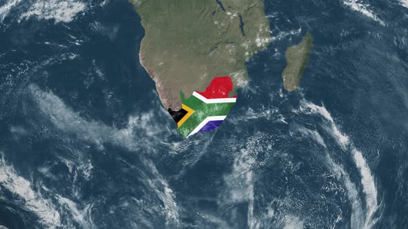 4K Globe Map of South Africa with a flag (Highlighted)