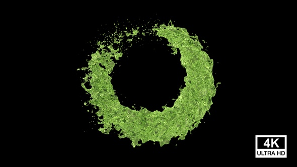Green Color Water Circle Splash 4K alt