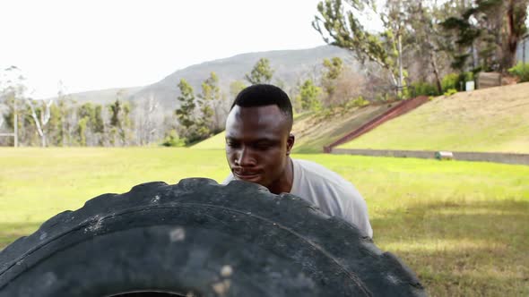 Military soldier during fitness training exercise