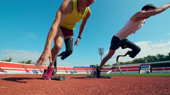 Stadium with Disabled Athletes Jogging