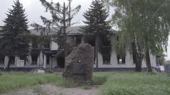 Burned Down Police Station in Borodyanka Ukraine