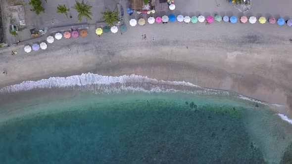 Dramatic aerial view flight bird's eye view drone shot Nusa Penida is a incredible place for visit i