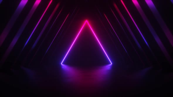 Colorful Neon Glowing Traingle Frame Background