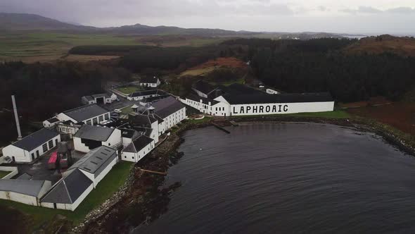 Flying Towards Laphroaig in Islay Scotland