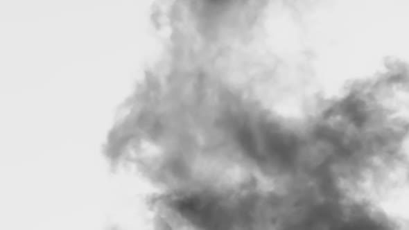 Black Smoke Vertical Floating On A White