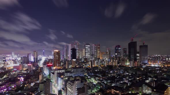 Time Lapse of the skyline of the Shinjuku district of Tokyo Japan