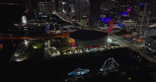 5k Aerial Night Clip Ftx Arena Downtown Miami