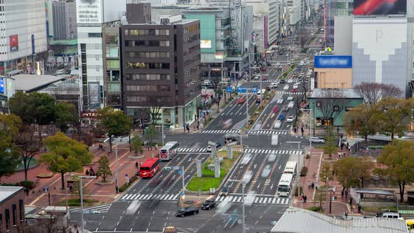 Nagoya City with Urban Transport Roads Timelapse