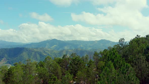 Mountains at San Jose de Ocoa in Dominican Republic. Aerial forward ascending