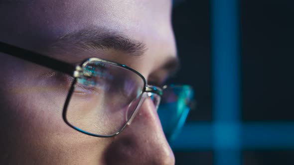 Closeup of a Man's Face with Glasses