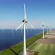 Wind turbines in fields and sea, Urk, Flevoland, Netherlands - VideoHive Item for Sale