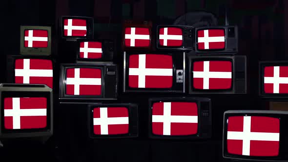 Flags of Denmark and Retro TVs.