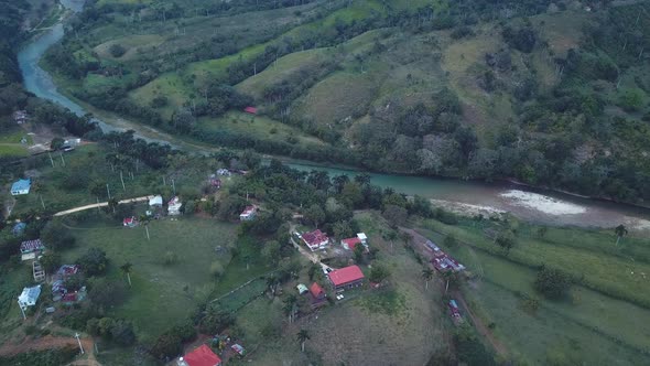 4k 24fps House In The River Shoot With Drone In The Mountain