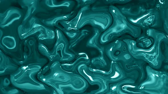 Cyan Color Abstract Background Shiny Liquid Animated