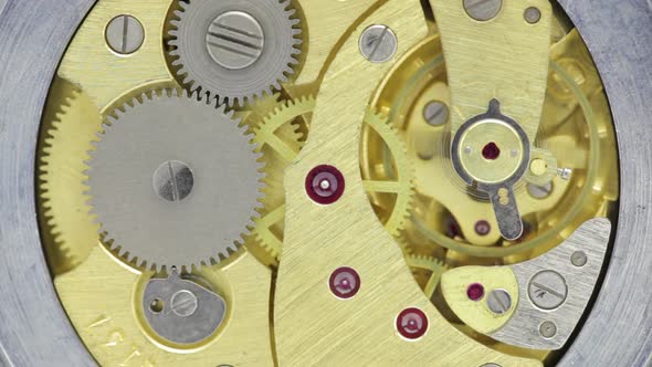 Vintage Watch Movement. Close Up.