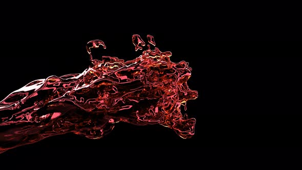 Red Liquid Stream Jet in 3d Style on Black Background Liquid Splash Water Texture Super Slow Motion