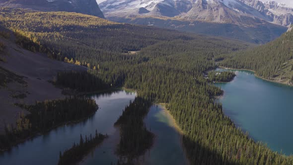 Scenic View of Glacier Lake with Canadian Rocky Mountains