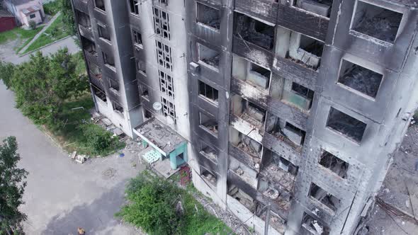 Multistorey Building Bombed During the War in Ukraine