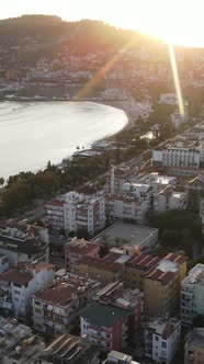 Vertical Video Alanya Turkey  a Resort Town on the Seashore