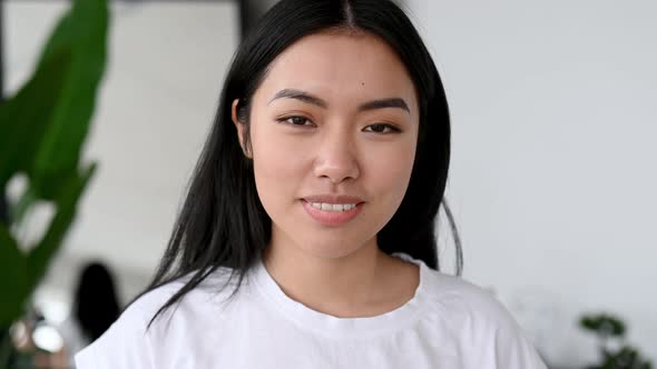 Closeup Video Portrait of a Pretty Young Woman