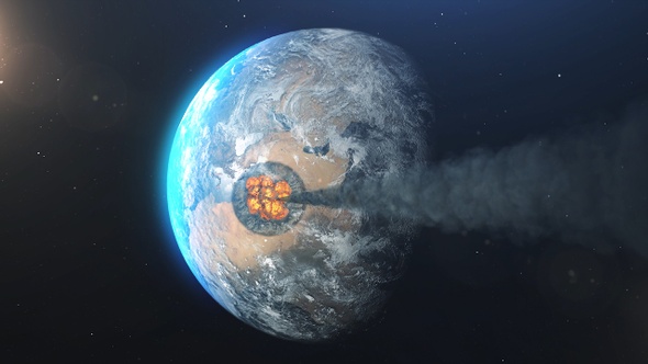 Large Asteroid Hitting Earth Creating Huge Explosion, Middle East 