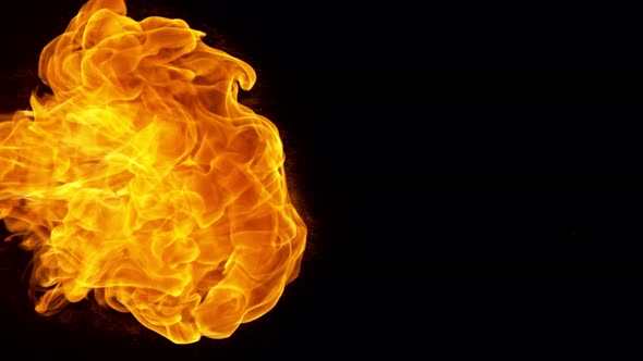 Super Slow Motion Shot of Fire Flame Isolated on Black Background at 1000Fps