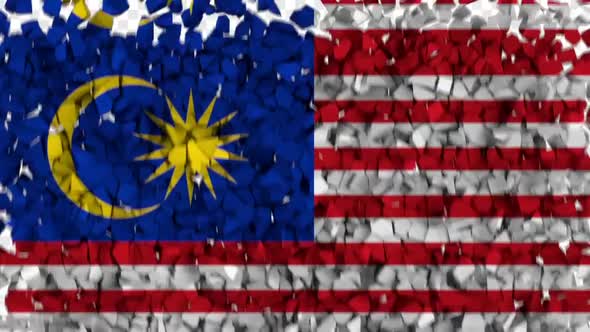 Malaysia Flag Breaking Rocks Transition