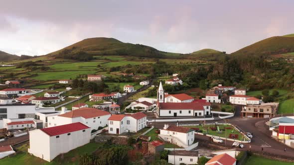 Sao Jorge Island Beautiful Coastal Village with the Road Pastures and Lawns