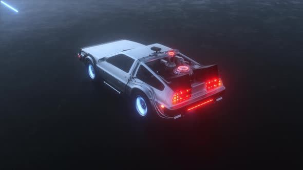 Futuristic Cyberpunk Car Delorean Cinematic Looped Background