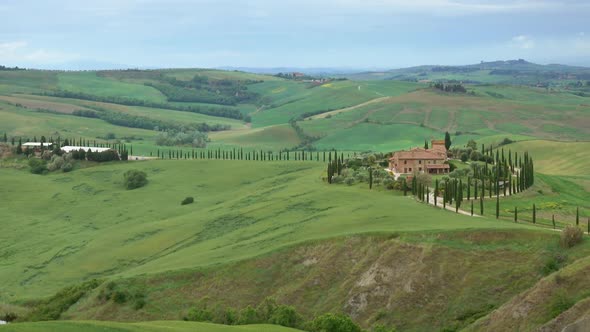 Tuscany Panorama of Farmland Hill Fields in Italy