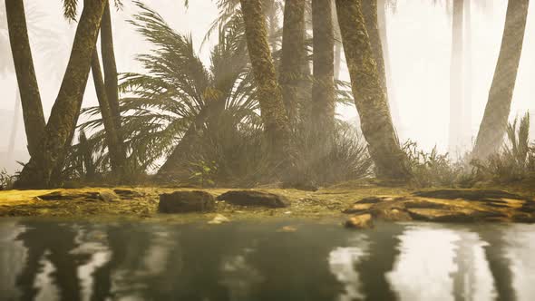 Coconut Palms in Deep Morning Fog