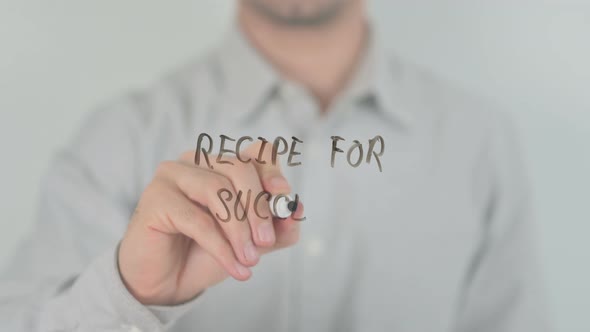 Recipe For Success Writing on Screen with Hand