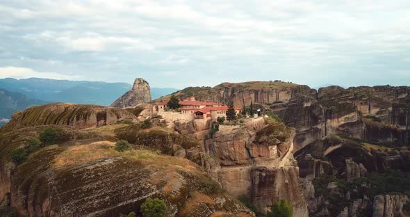 Aerial View Of The Mountains And Meteora Monasteries In Greece