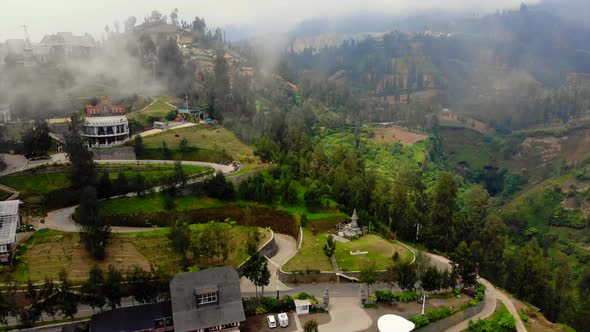 Stunning Aerial Footage Around the Mountains of Mount Bromo - Foggy Clouds