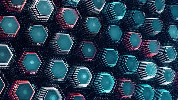 Futuristic glowing hexagons