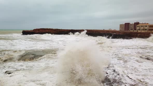 Extreme Wave Crashing Coast , Large Ocean Beautiful Wave