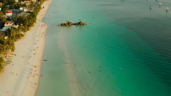 Tropical Beach and Sailing Boats, Boracay, Philippines